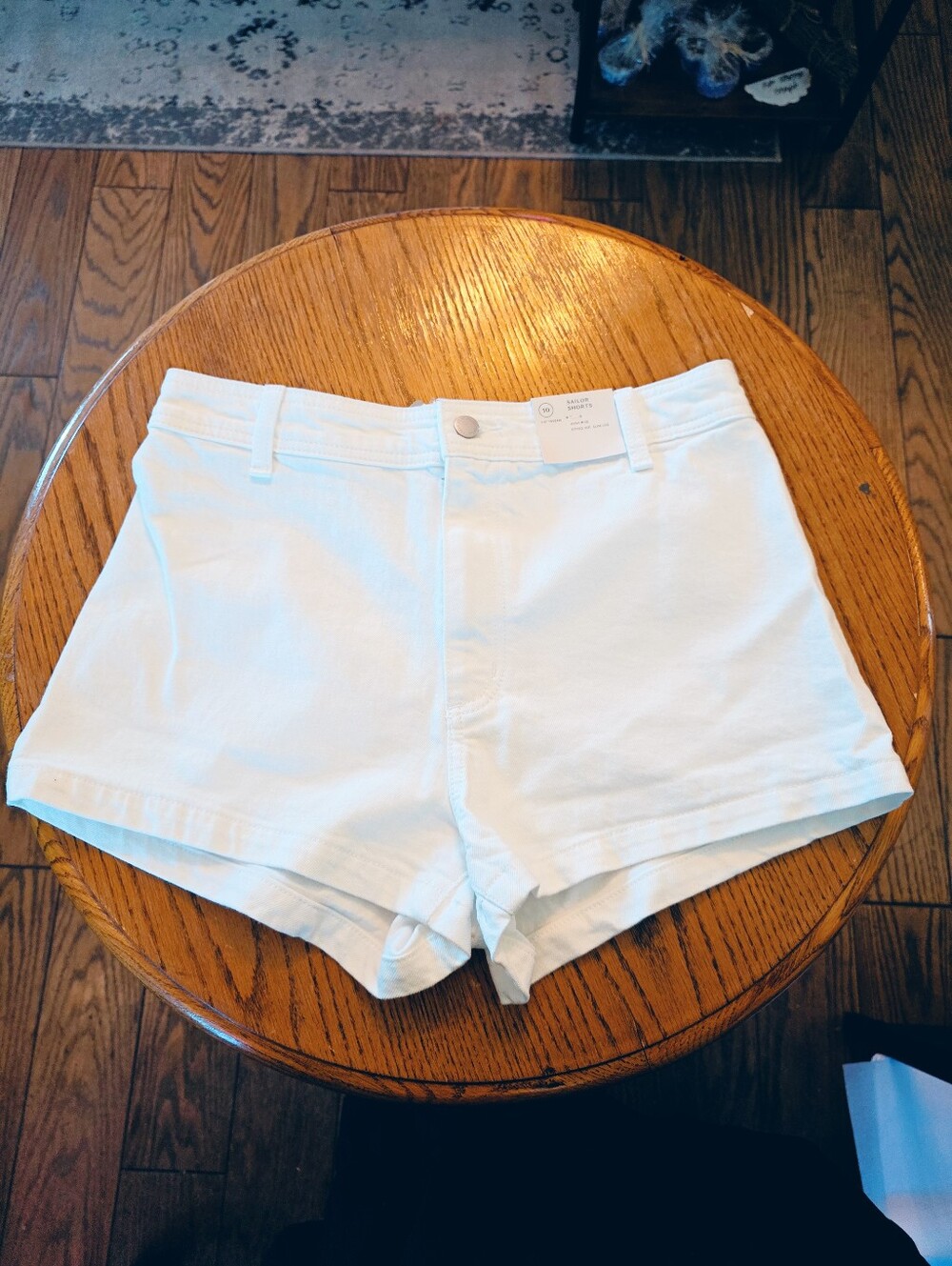 Universal Thread Sailor Shorts White High Rise Clean Front Denim 10 - Picture 2 of 6